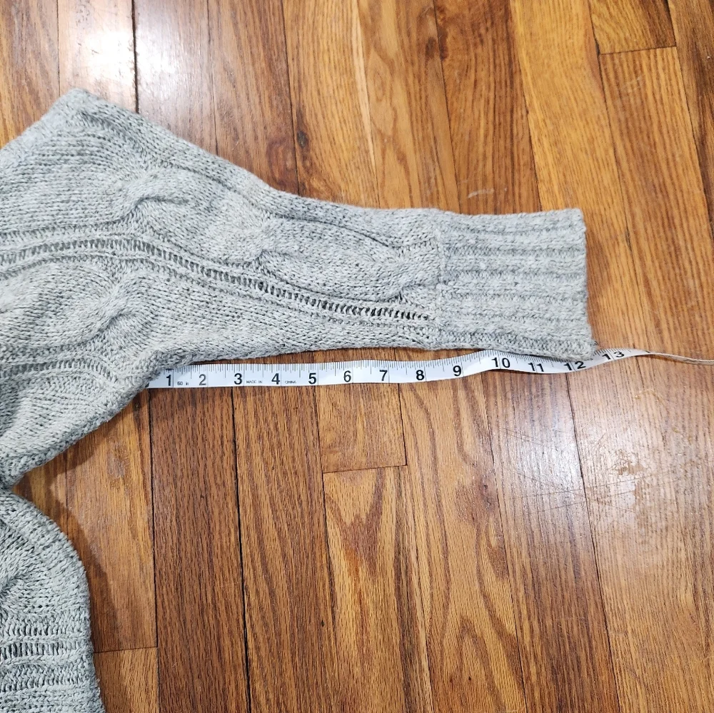 Gray Size Medium Cable knit Short Sleeve Top Boat Neck - Picture 6 of 8